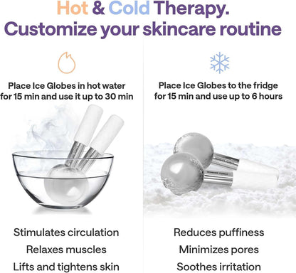 Ice Roller for Face - Puffy Eyes & Dark Circles - Facial Ice Globes for Cryotherapy